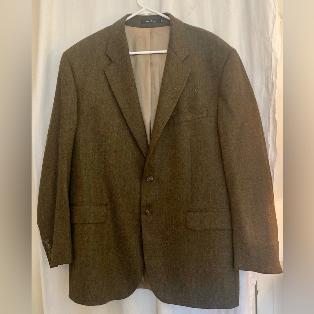 Chaps by Ralph Lauren Brown Blazer Sports Jacket 100% Lambswool Size 46R